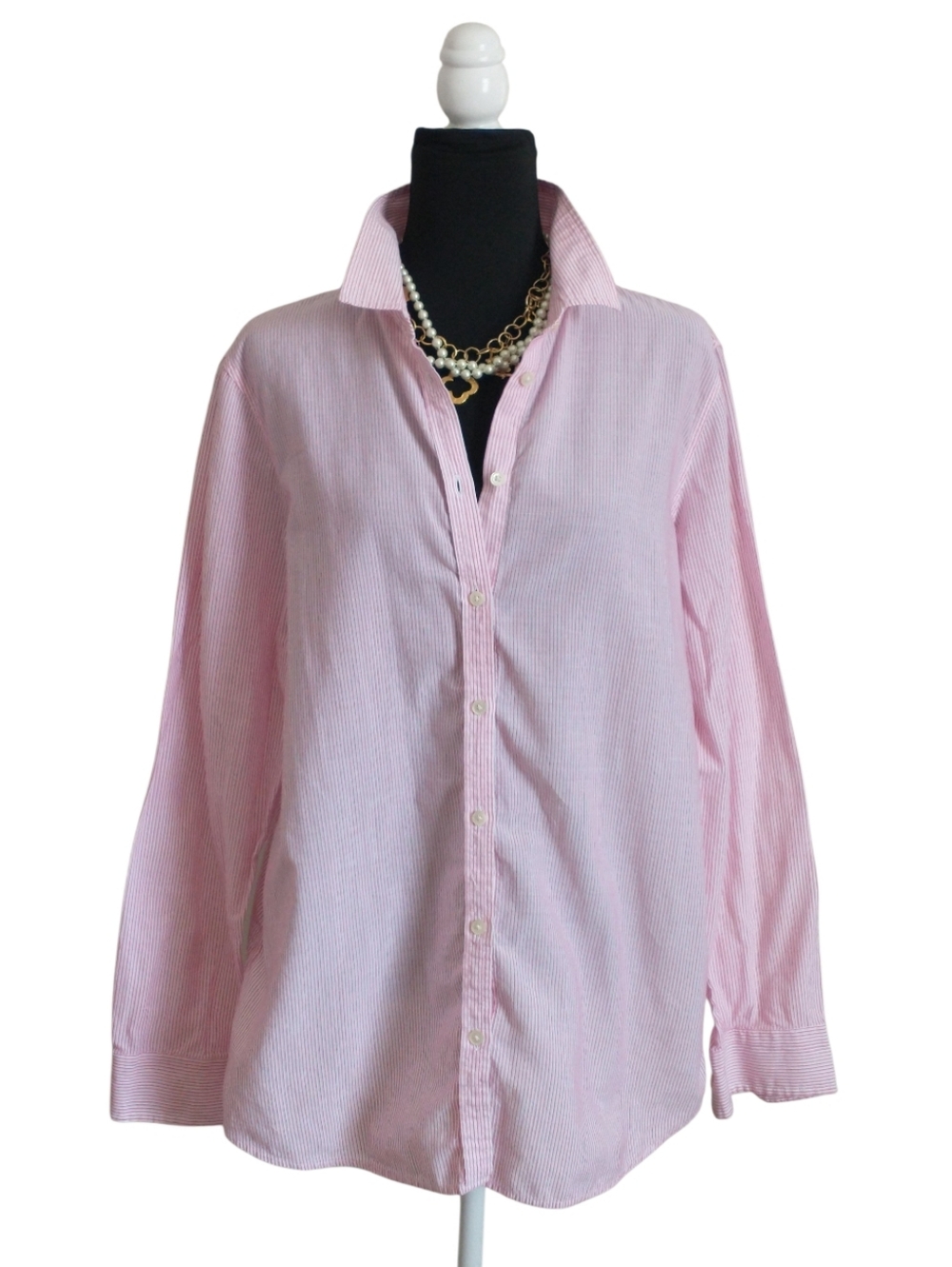 Banana Republic Women’s XL Pink Striped Button Down Shirt Classic Fit